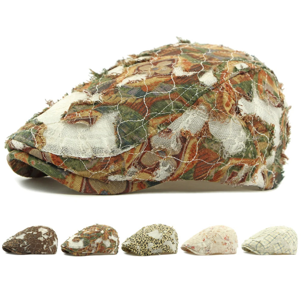 HT4732 Beret Cap Spring Summer Caps for Men Women Breathable Lace Ivy Flat Cap Retro Artist Painter Beret Hat Male Female Berets