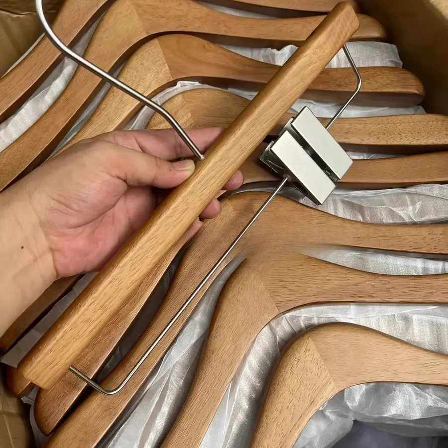 10pcs Wood Clothing Stores Hangers Women's Clothing Stores Non-slipTraceless Men's Clothing Support Trouser Rack Customization