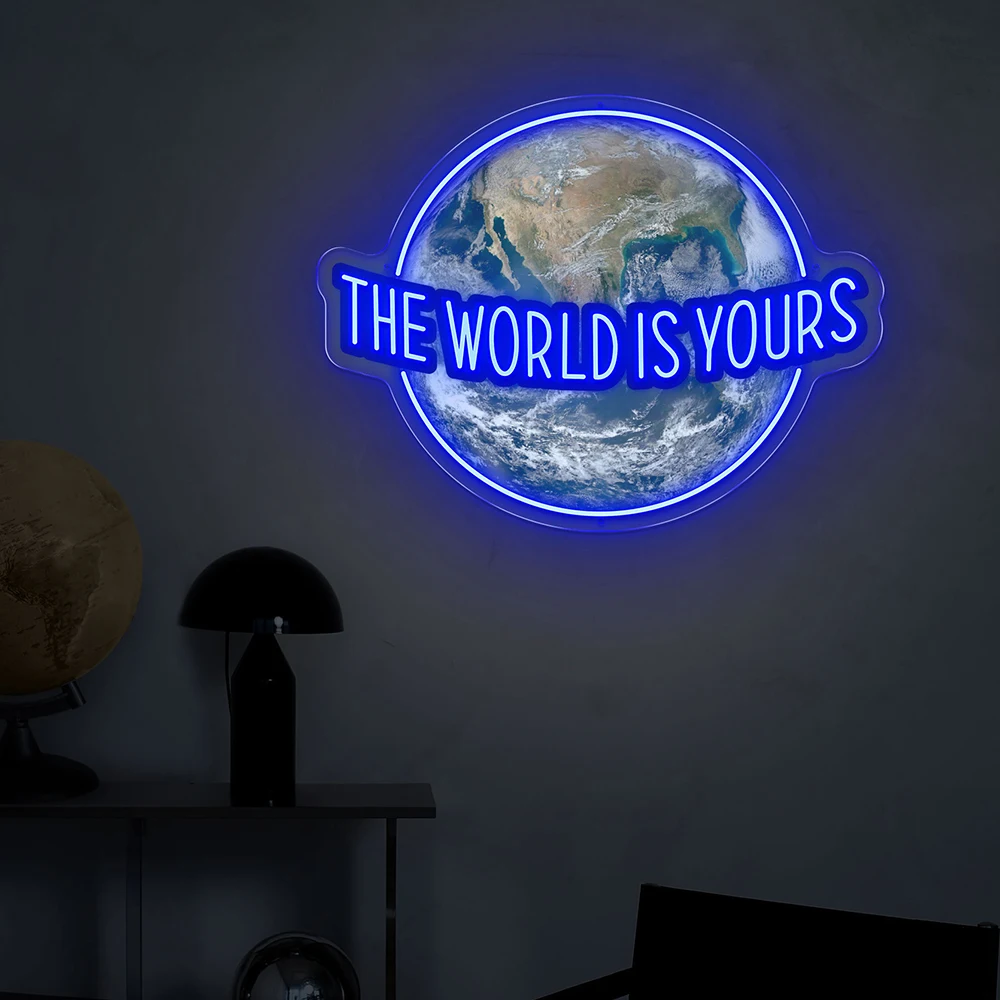 Custom The World Is Yours Neon Sign Acrylic Artwork Scarface World Bedroom Children Room Wall Decor LED Light Personalized Gifts