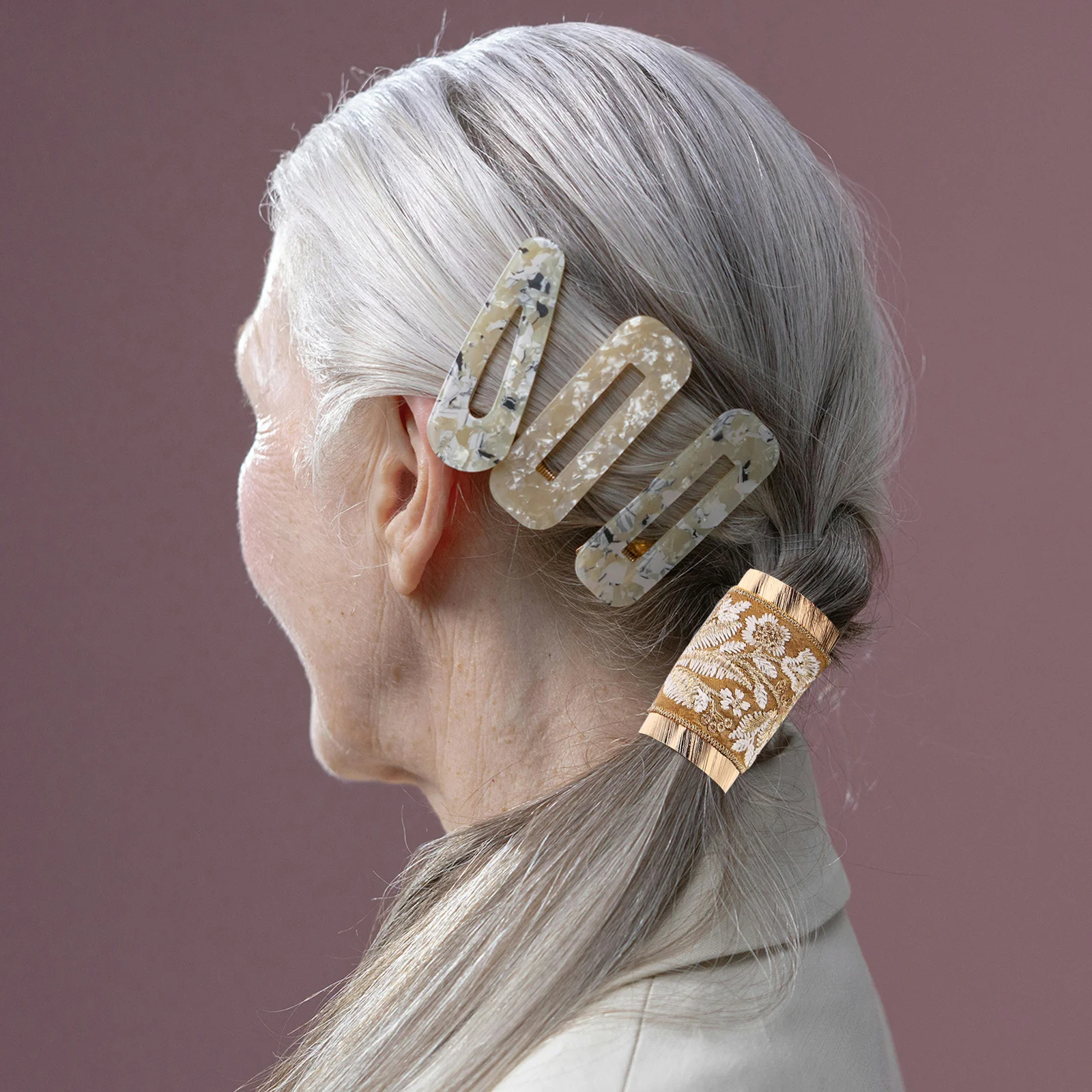 

Metal Embroidered Ponytail Cuff Hair Accessories for Women Wedding Special Occasion Long Hair Jewelry Ponytail Holders