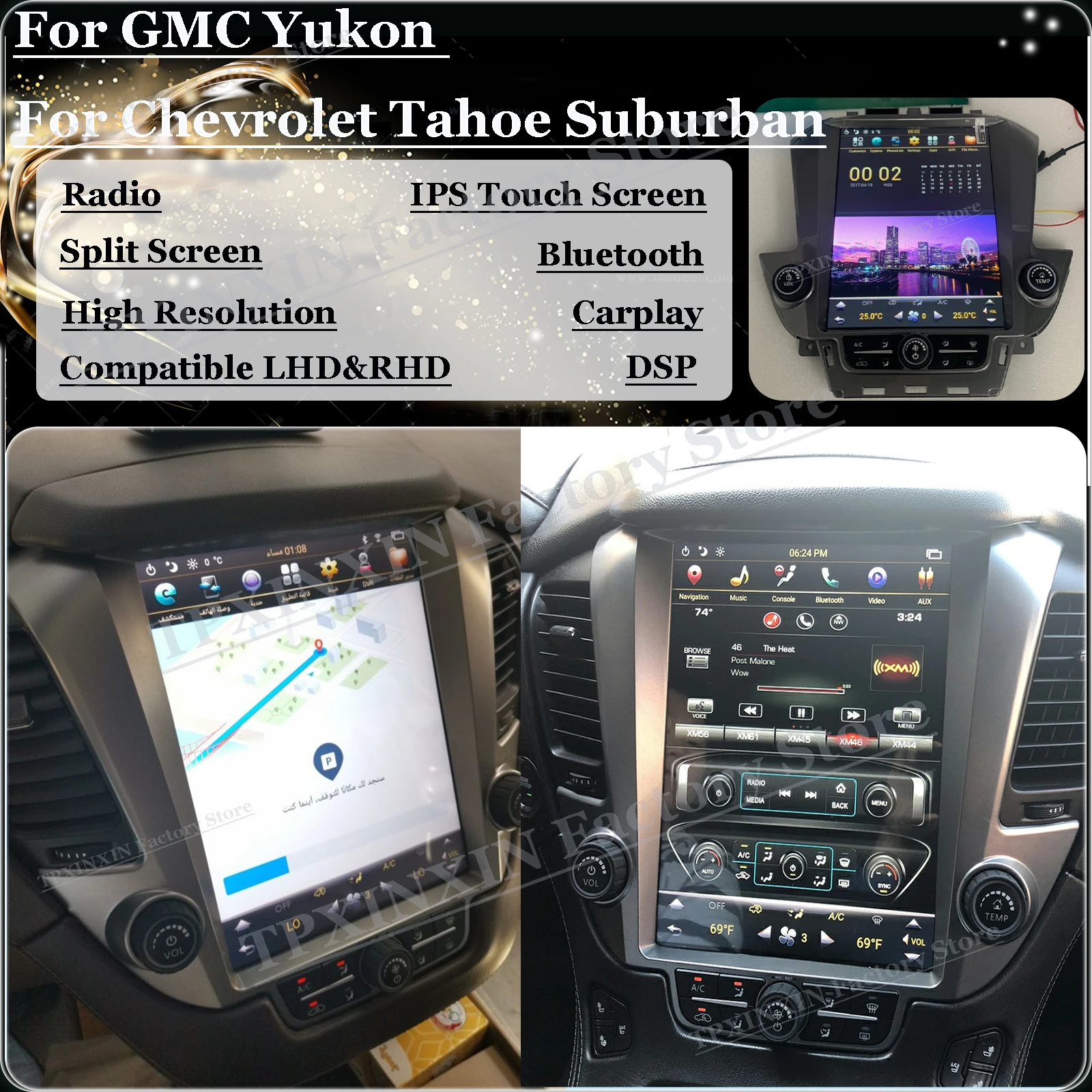 LHD RHD Android 11 Tesl- Multimedia Stereo For GMC Yukon For Chevrolet Tahoe Suburban 2014-2020 Car GPS Navigation IPS Head Unit