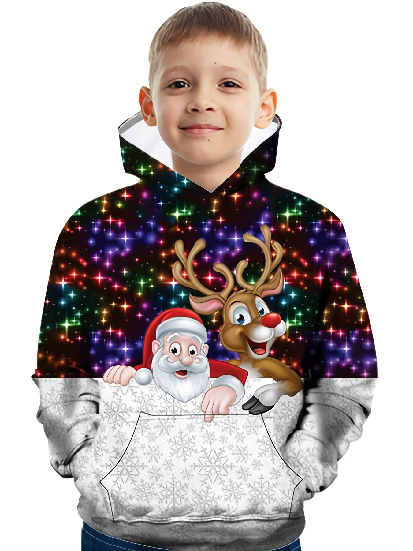 Christmas Santa Claus Hoodies 3D Print Elk Gifts Sweatshirts Boy Girl Unisex Hooded Sweatshirt kids Fashion Oversized Sweatshirt