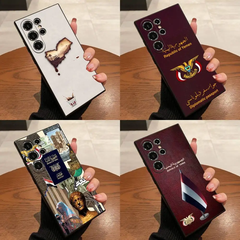 

Yemen National Emblem Flag Passport Map Phone Case For Samsung S25,S24,S21,S22,S23,S30,Ultra,S20,Plus,Fe,Lite,5G Black Cover