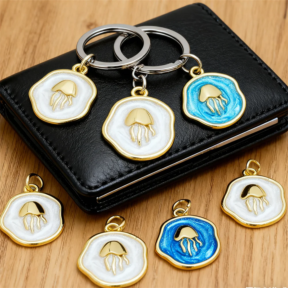 

3Pcs Pendants Brass Enamel Jellyfish Charms Shimmering Ocean Style for DIY Jewelry Necklace Bracelet Accessories for Women Men