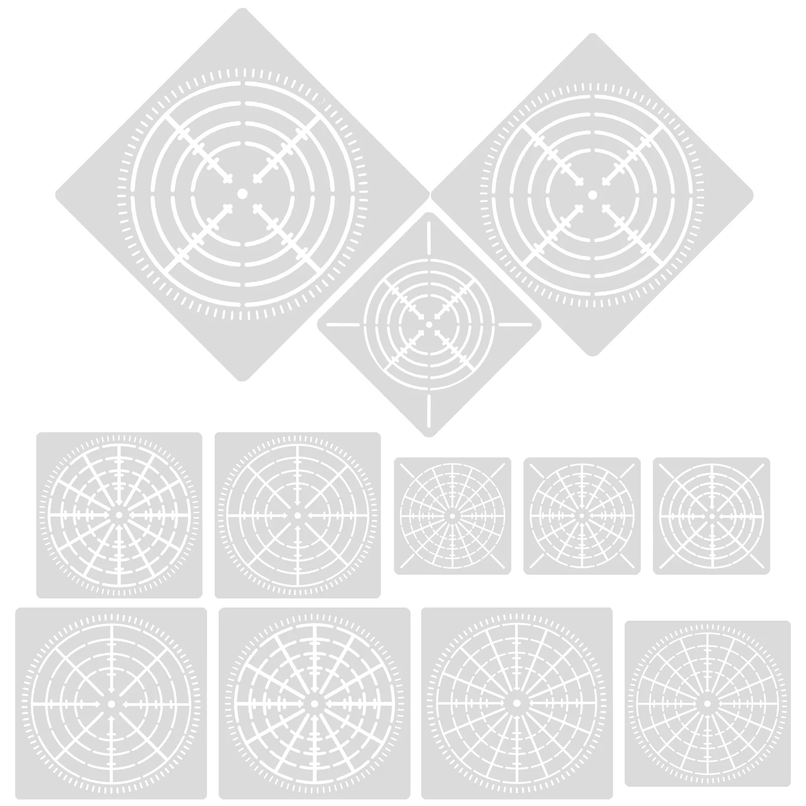 

12 Sheets Template Mandala Bullseye Spider Web Auxiliary Line DIY Painting Chemistry Mathematics Scribing Tool Stencils Pet