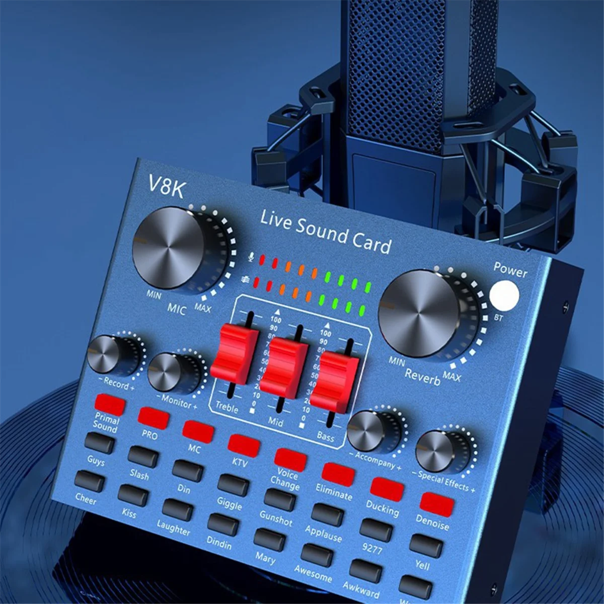 SLQZT V8K Audio USB External Sound Card Multi Portable Microphone Live Broadcast Sound Card for Mobile Phone Computer