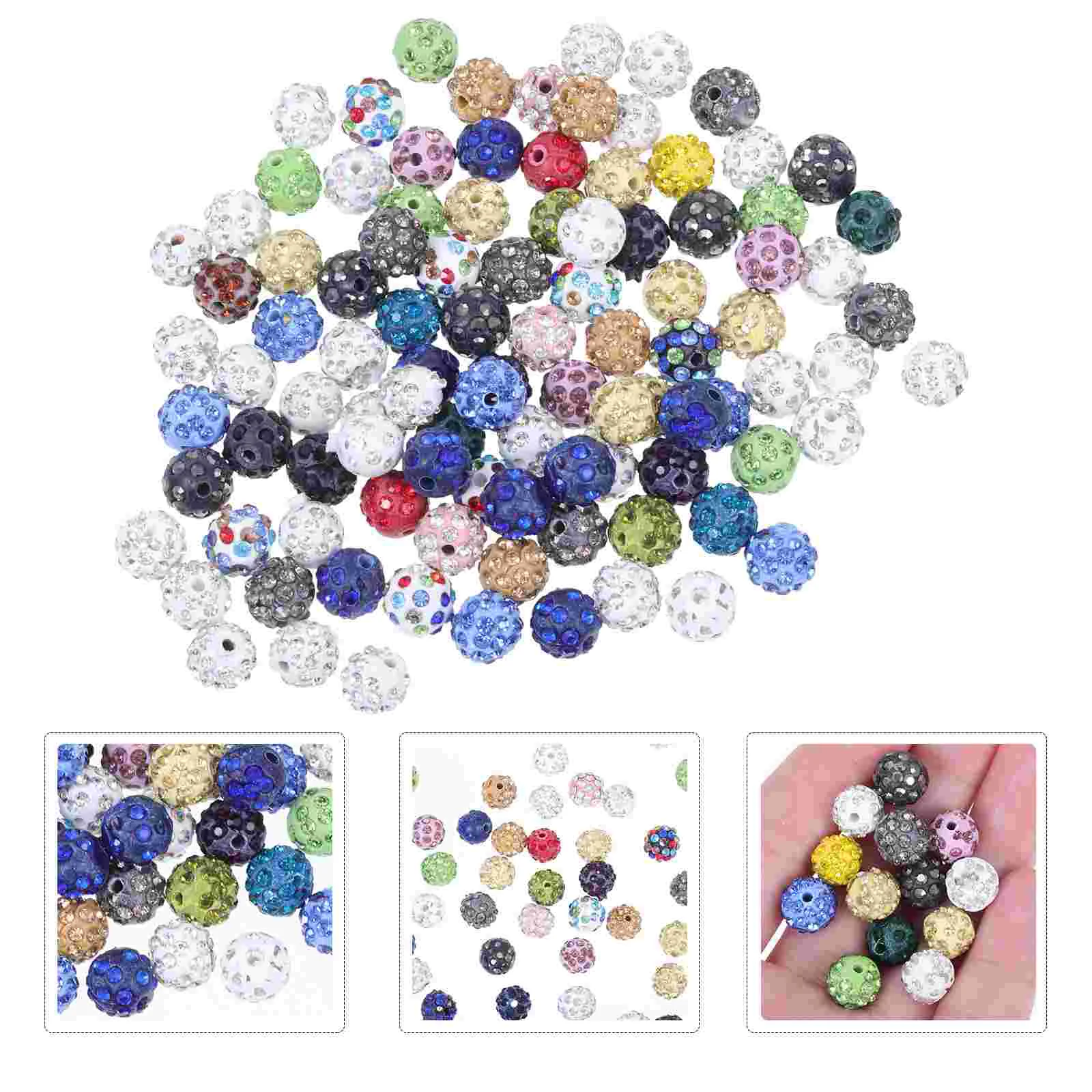 

100 Pcs Diamond Beaded Rhinestones Jewelry Making Beads Circle Polymer Clay