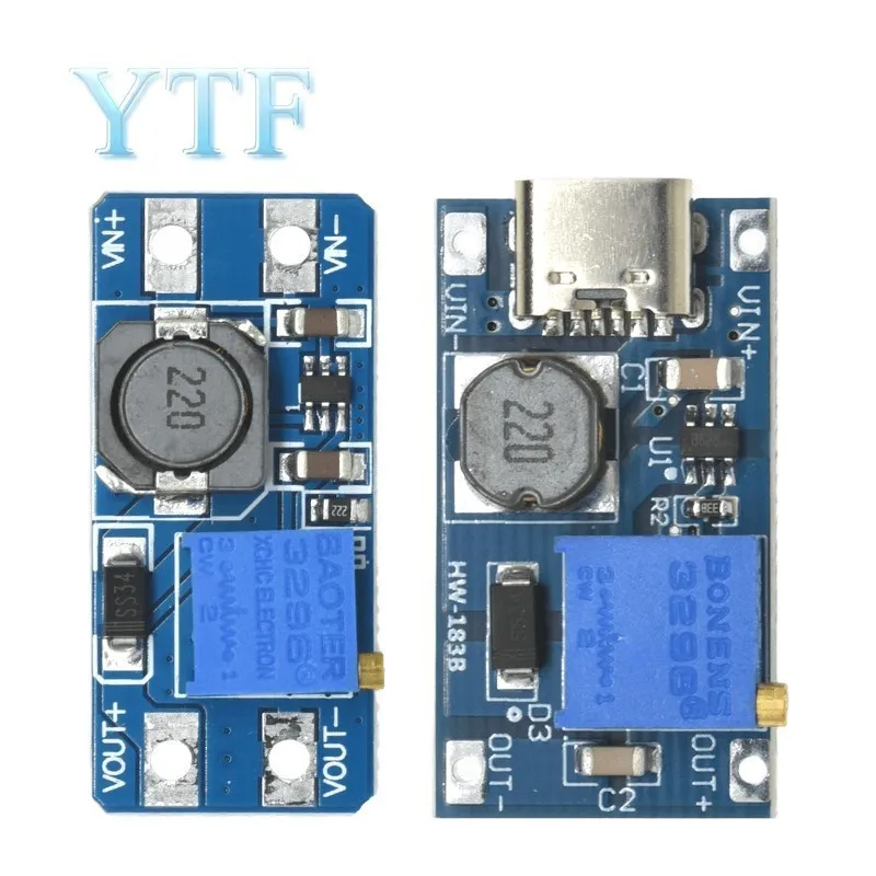

Внешний аккумулятор MT3608, максимальная мощность USB 2 А, Повышающий Модуль питания, модуль питания 2-24 В до 5 В/9 В/12 В/28 в