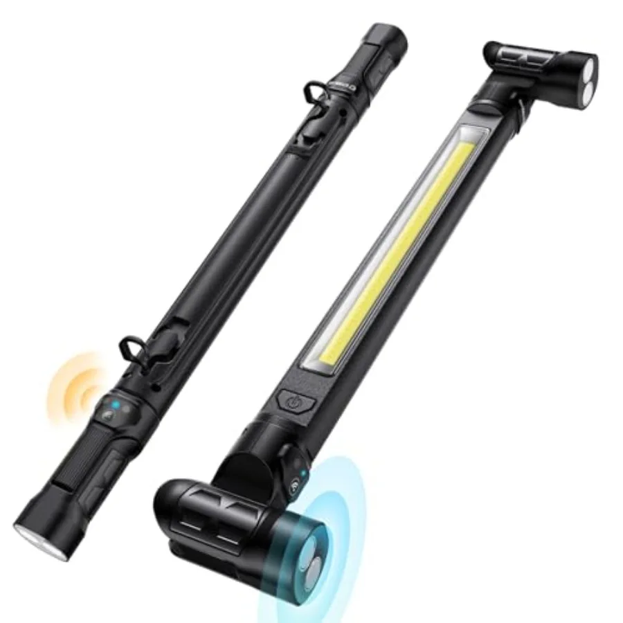 Work Light AUTO ON/Off 3000LM LED Magnetic Work Light Bar 5200mAh Under Hood Working Light with Hooks Portable Rechargeable Cor