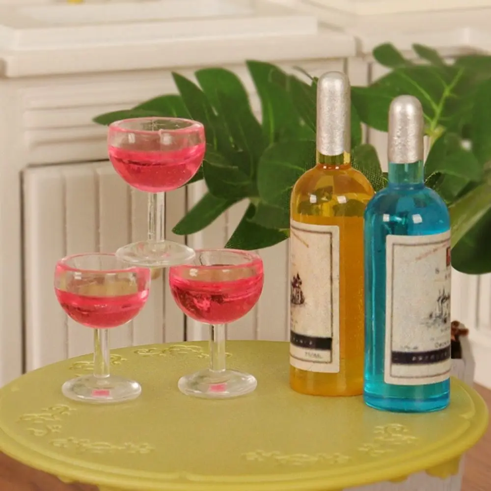 Mini Poppenhuis Simulatie Wijnfles Creatieve Handgemaakte Diy Microlandscape Decoratie Wijnglas Model Voor 1/12 1/6 Poppenhuis