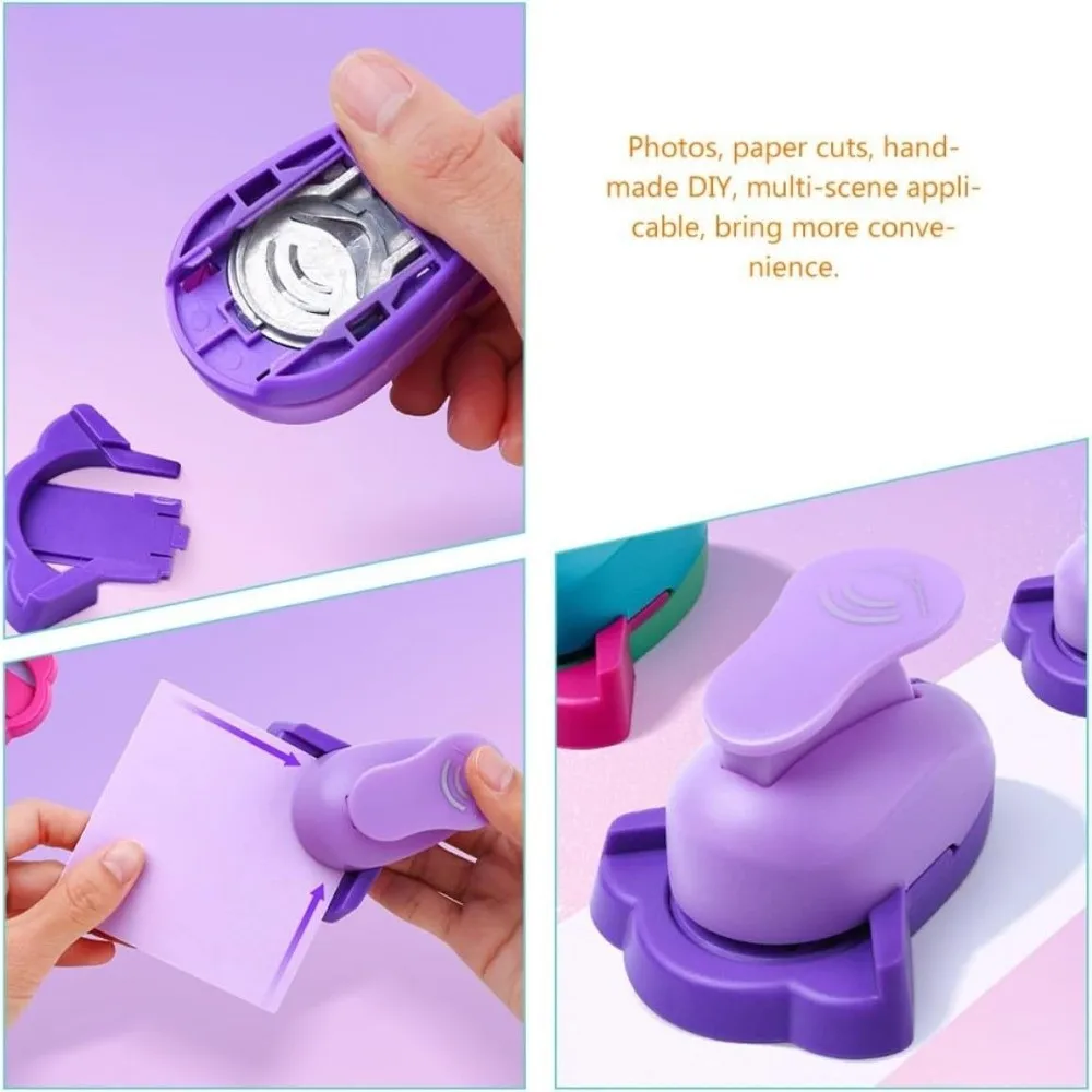 Creative Colors Random Paper Hole Punch Plastic Different Shapes Multicolored Punch DIY Crafting Mini Cutter Scrapbooking