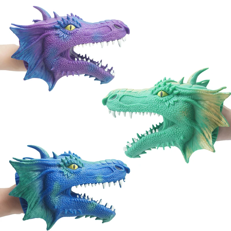 Bestseller realistische Dinosaurier Kopf Rolle Bad Geschenk Gummi Spinosaurus Handpuppe Spielzeug für Jungen Mädchen Kleinkinder Erwachsene