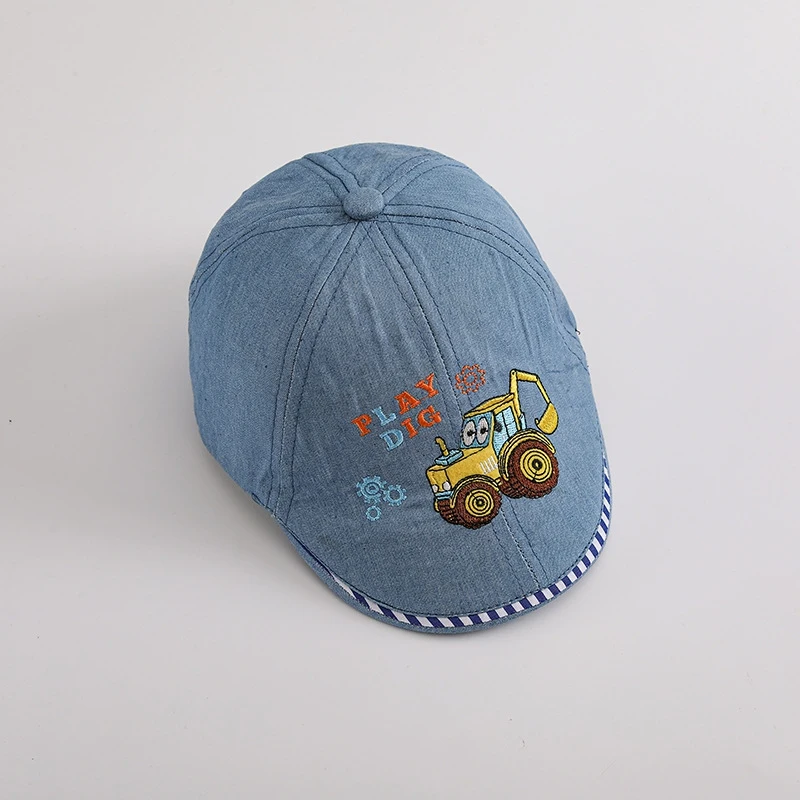 Fashion Children Denim Berets Cute Car Embroidery Baby Hat Girl Boy Artist Painter Caps Fashion Korean Kids Toddler Cowboy Cap