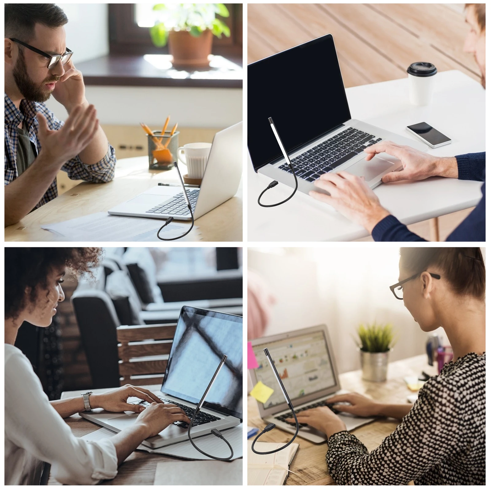 

2Pcs USB Adjustable LED Reading Lamps Dimmable Touch Switch Flexible Gooseneck Bed Laptop Light Portable Night Light