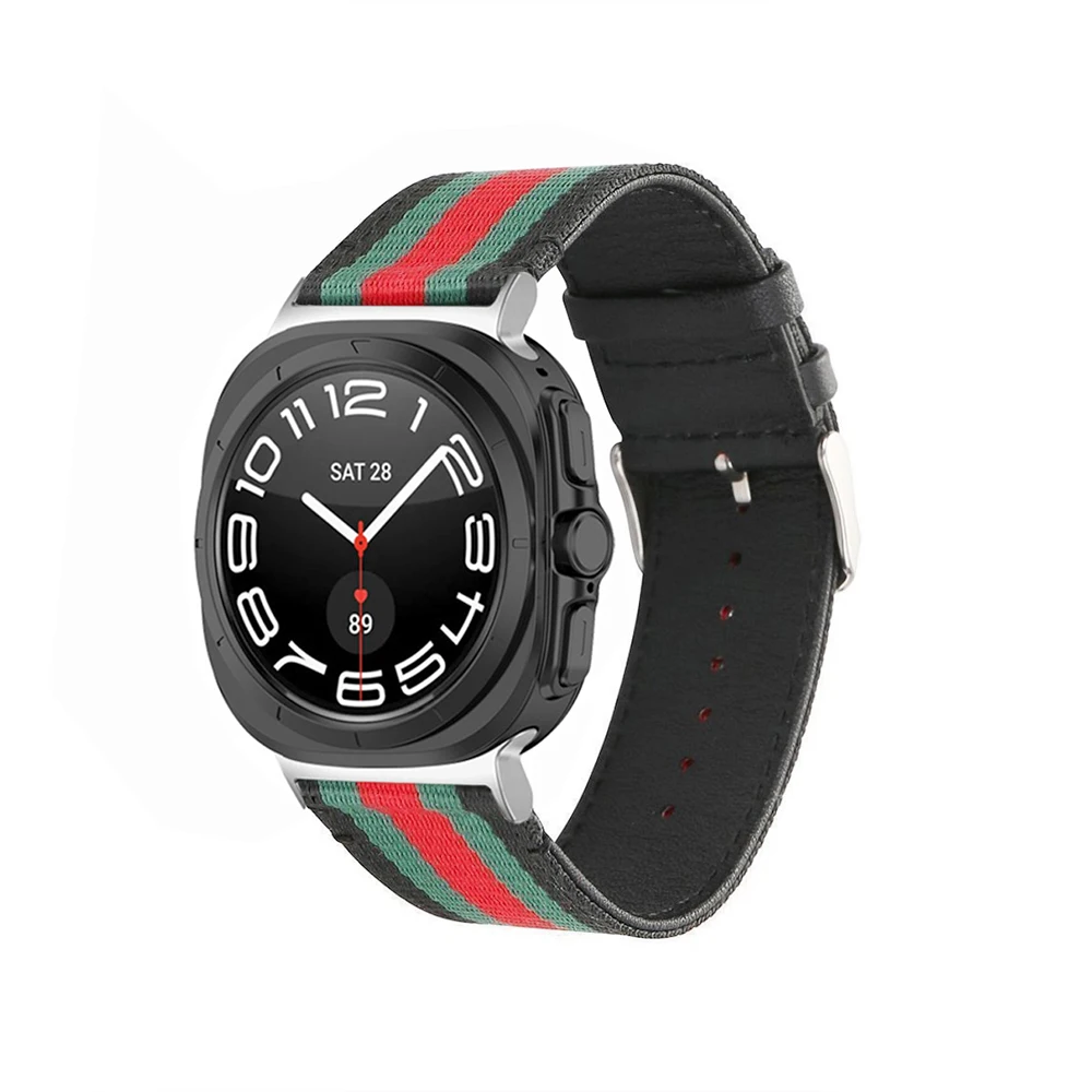 Pelle di tela per Samsung Galaxy Watch 7 Ultra 47mm Uomo Donna Cinturino Braccialetti sportivi Cinturino in nylon morbido di tela