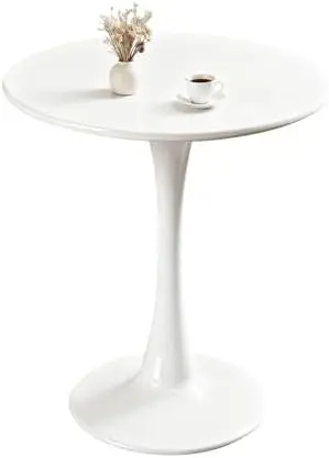 Round Dining Tulip Table for 2, Mid-Century Modern Table with Sturdy Metal Pedestal for Kitchen, Bistro, Cafe, Leisure