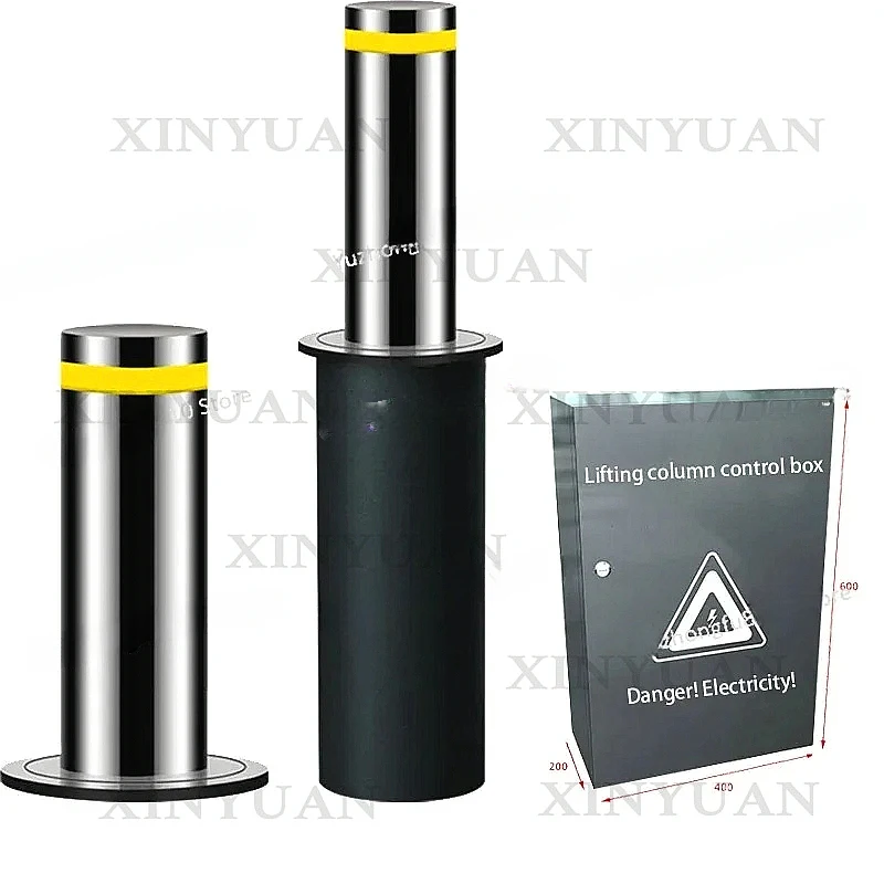 Bollards, Automatic Retractable Hydraulic Stainless Steel Posts, Safety Barrier for Residential Driveway and Car Parking Use
