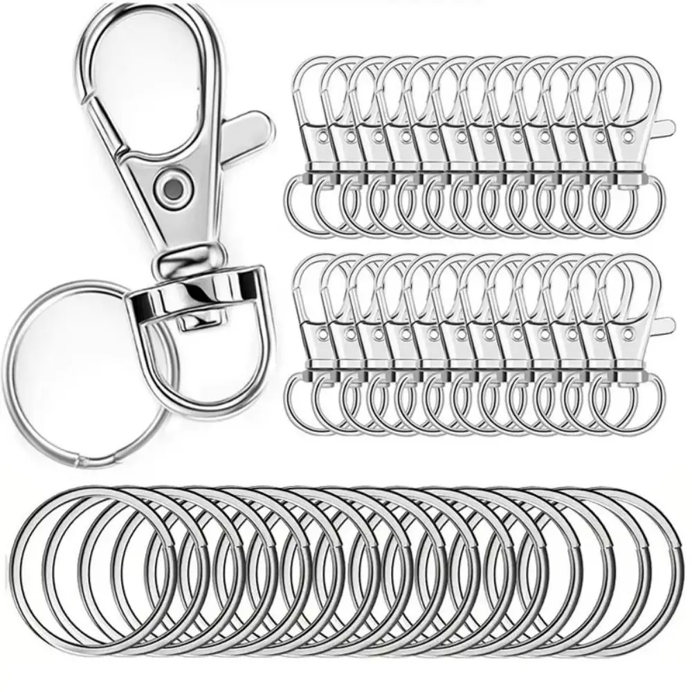 100Pcs 360 Degree Rotating Lobster Claw Clasp Flexible Rust-Resistant Rotating Key Chain DIY Durable Key Holder Rings Buckle