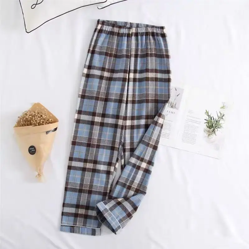 กางเกงนอนผู้ชายลายสก็อต ไซส์ใหญ่ น้ำหนัก 40-100 กก. สำหรับฤดูใบไม้ร่วงและฤดูหนาว สวมใส่สบายๆ อยู่บ้าน
