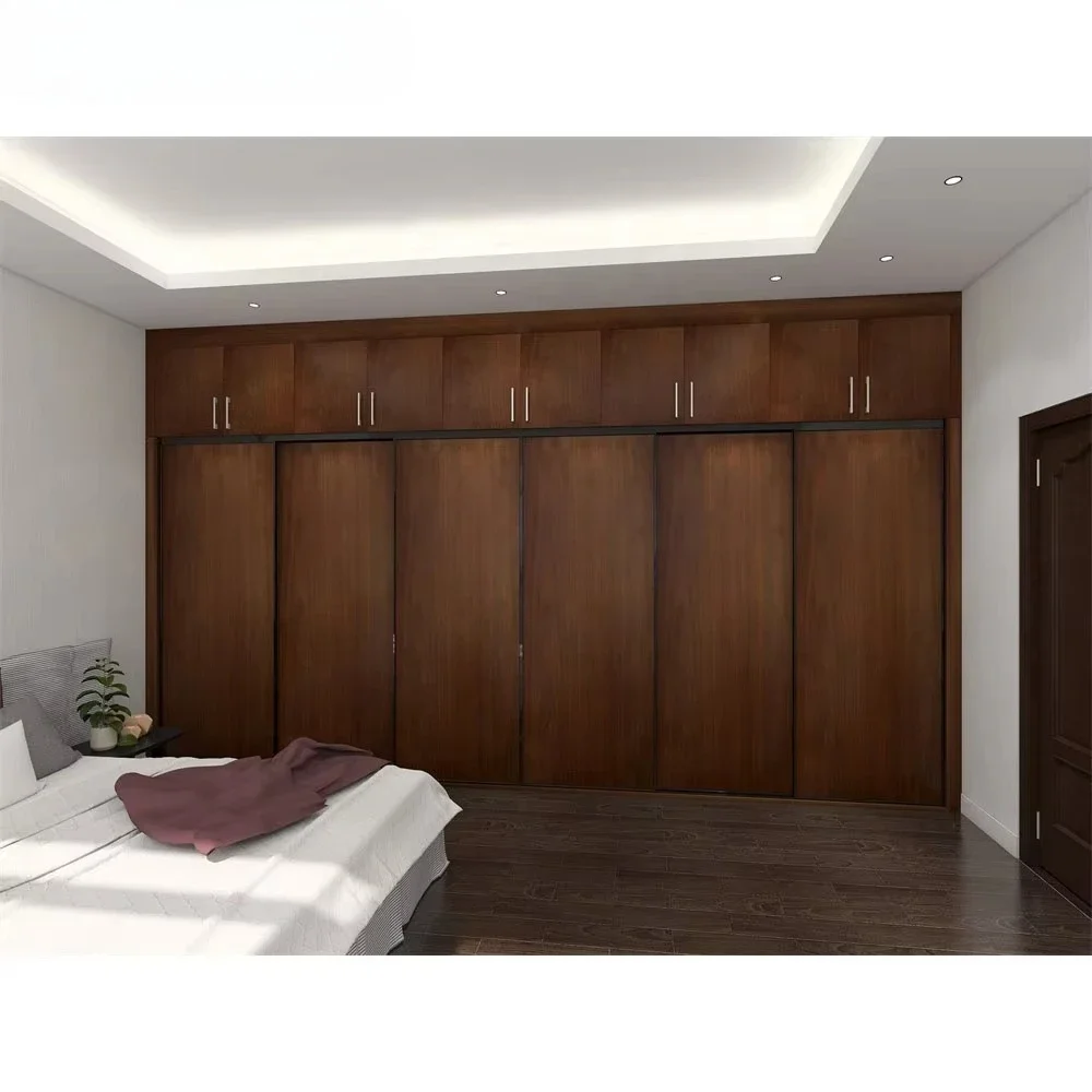 

-PA New Design Wooden Sliding Door Simple Modern Panel Wardrobe Storage Cabinet