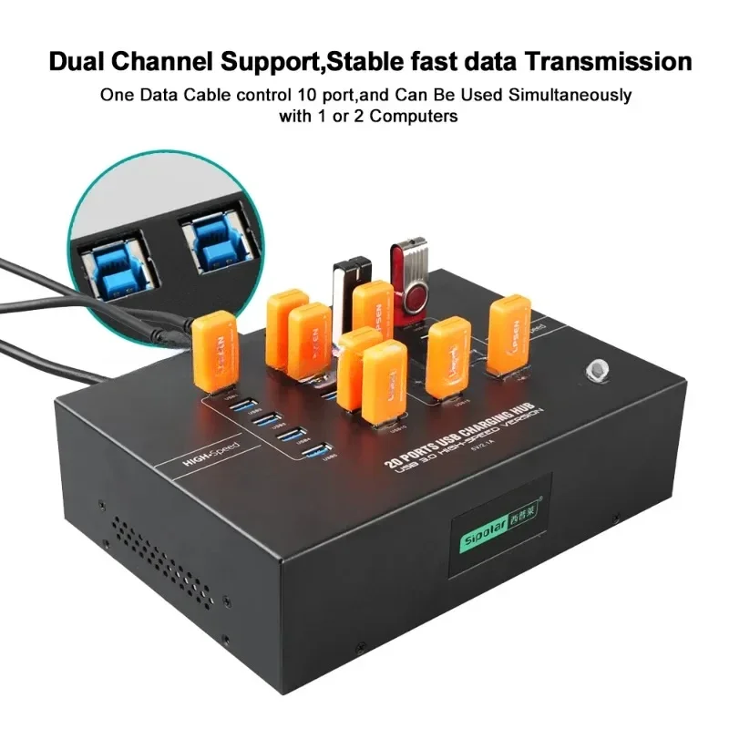 For Sipolar a223 20 Port Usb Hub 3.0 Industrial  200W Powered