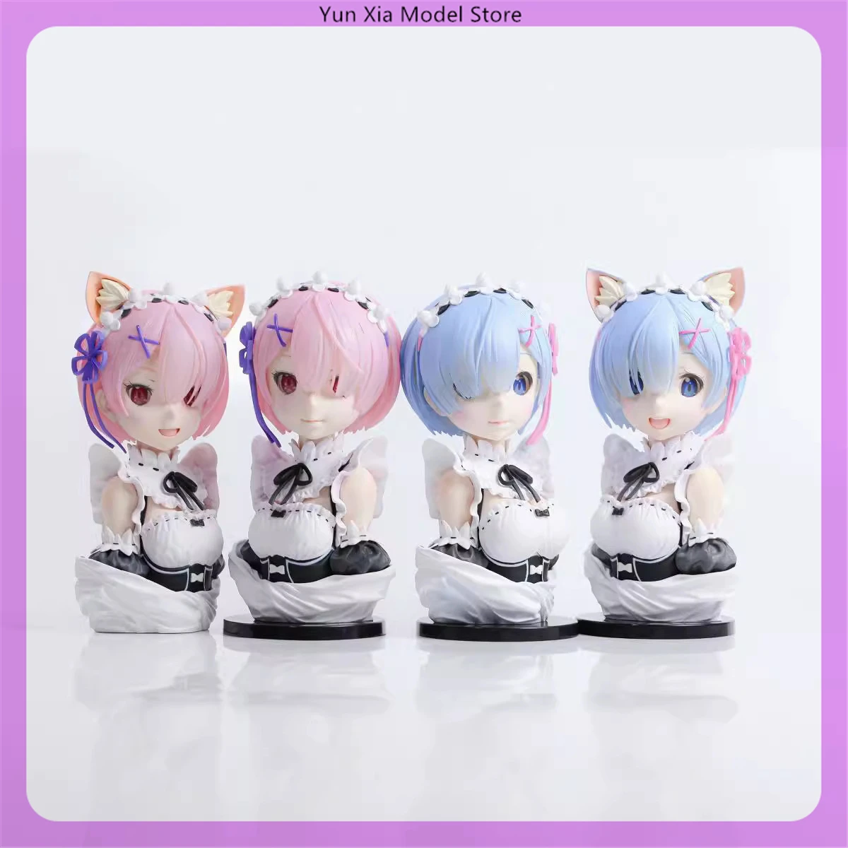 22cm Re-Starting Life In Another World- Rem Ram Cat Ear Maid Anime Figure Model Statue Collection Desktop Decoration Ornament