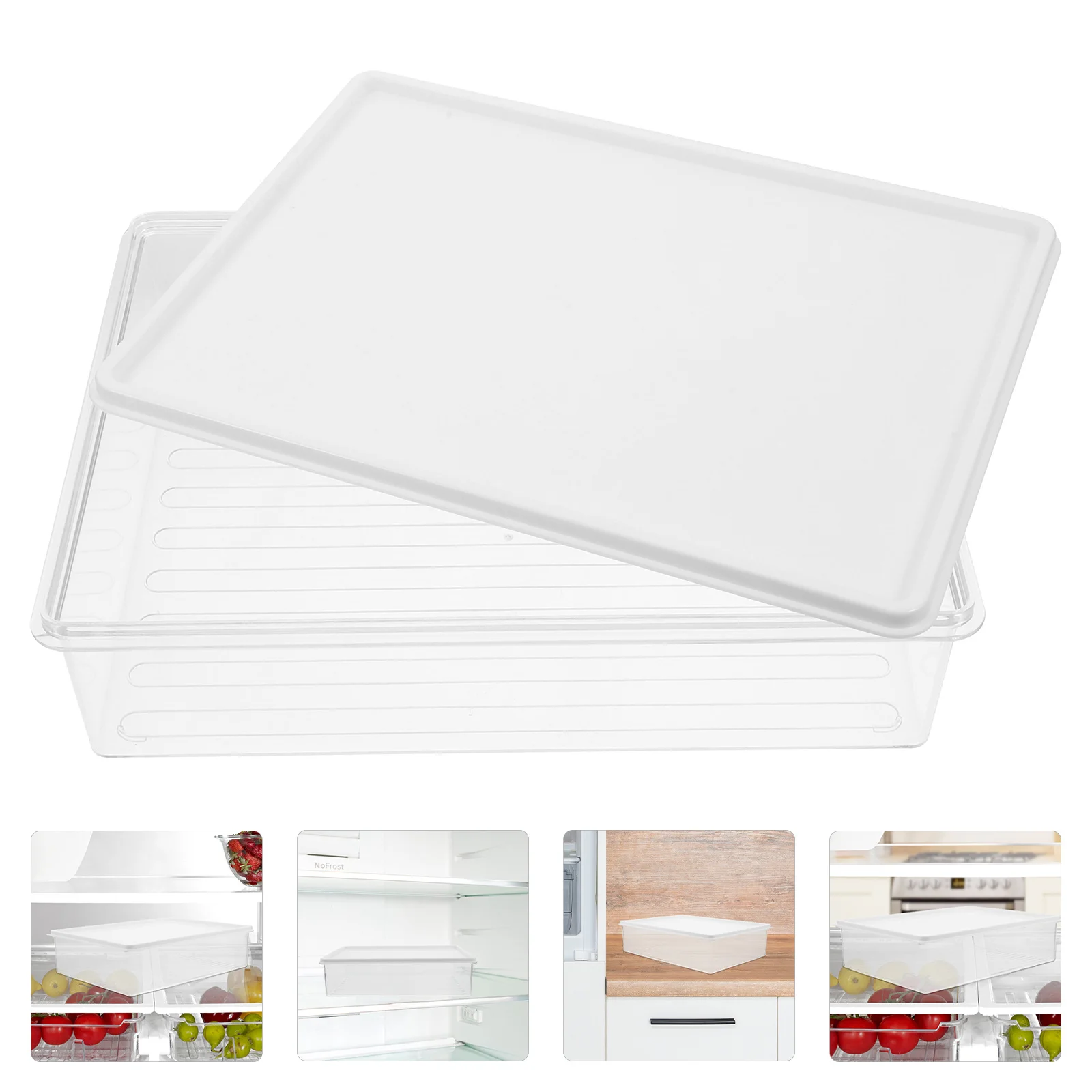 

Transparent Stackable Refrigerator Storage Box Lid Fruits Vegetables Organizer Space Saving Kitchen Clear Container