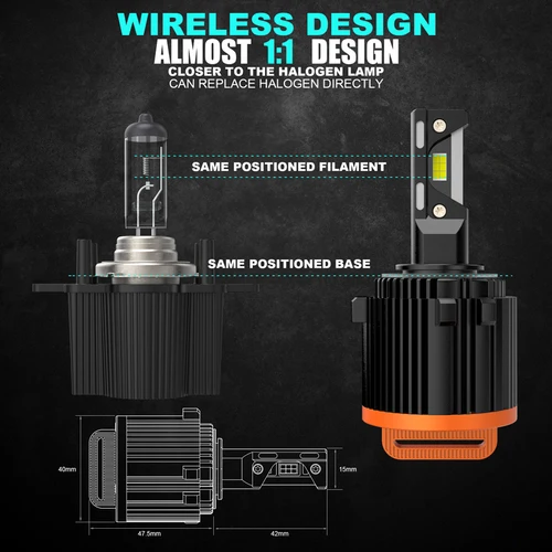 Imagen 2 del producto AILEO-faro LED Canbus para coche, luz diurna, CSP, inalámbrico, Plug & Play, IP68, 6500K, 30000LM, H15, 2 uds.