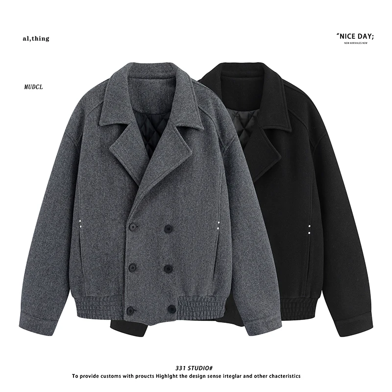 

2025 зимняя новая мужская высококачественная модная повседневная двухрядная шерстяная куртка на пуговицах, пальто