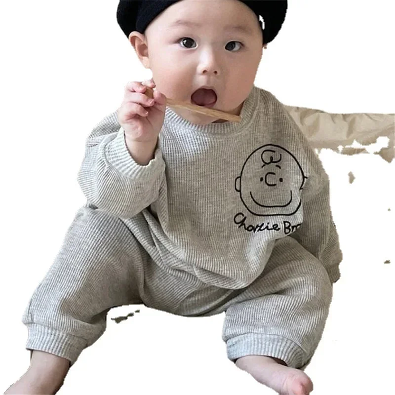 Snoopy Boy and Girl Baby Cotton Long Sleeve Sweater Children Clothing Autumn  Winter New Cute Sweater Jacket Trouser coat pant