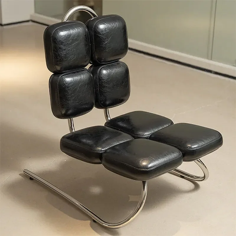 Nordic complex medieval chair backrest leisure chair household light luxury metal wrought iron special-shaped geometric recliner