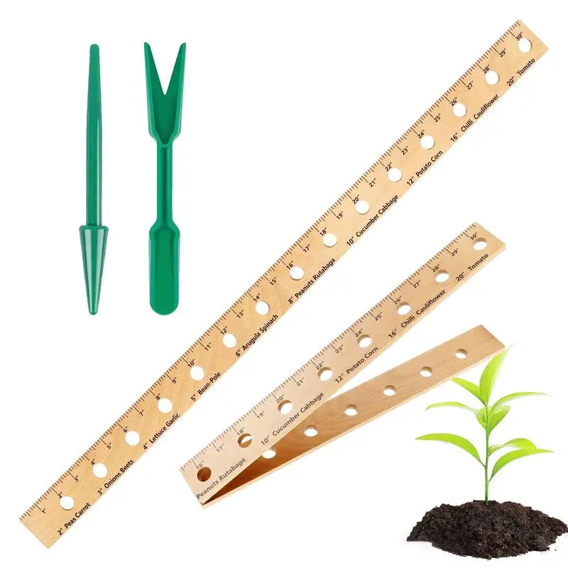 

Garden Spacing Ruler Foldable Wooden Plant Spacer Planter Tool For Garden Gardening Tools Planting Ruler Set Plant Dibber