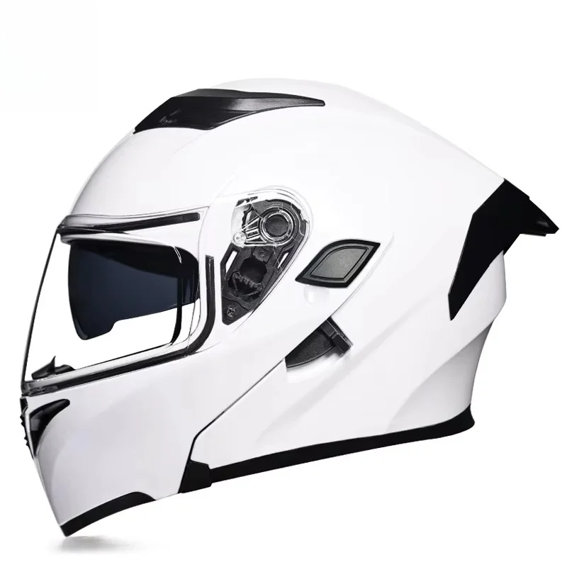 ORZ New Double Lens Flip Helmet Abs Full Face Motorcycle Off Road Motorcycle Racing Helmet Personalized Tail Wing Casco Capacete