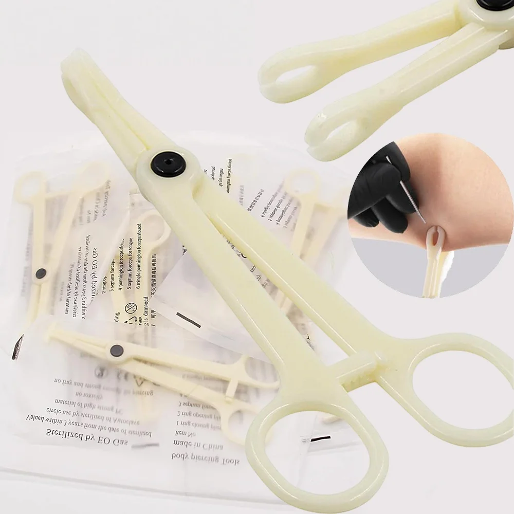 50/25/15/5/1pcs Piercing Clamps Sterile Round Puncture Clamp Disposable Ear Nose Tongue Belly Piercing Plier Forceps Clamps Tool