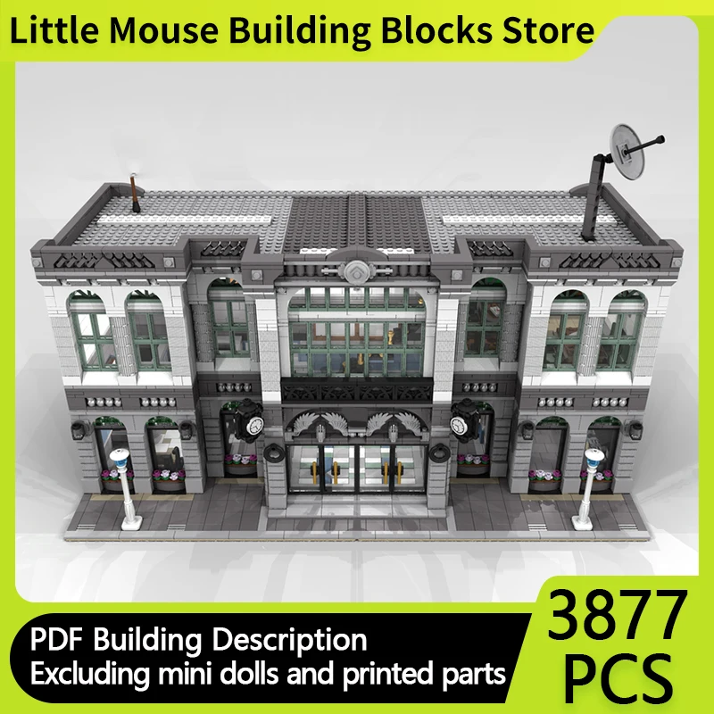 

City Street View Model MOC Building Bricks City Center Brick Bank Modular Technology Gifts Holiday Assemble Children Toys Suit