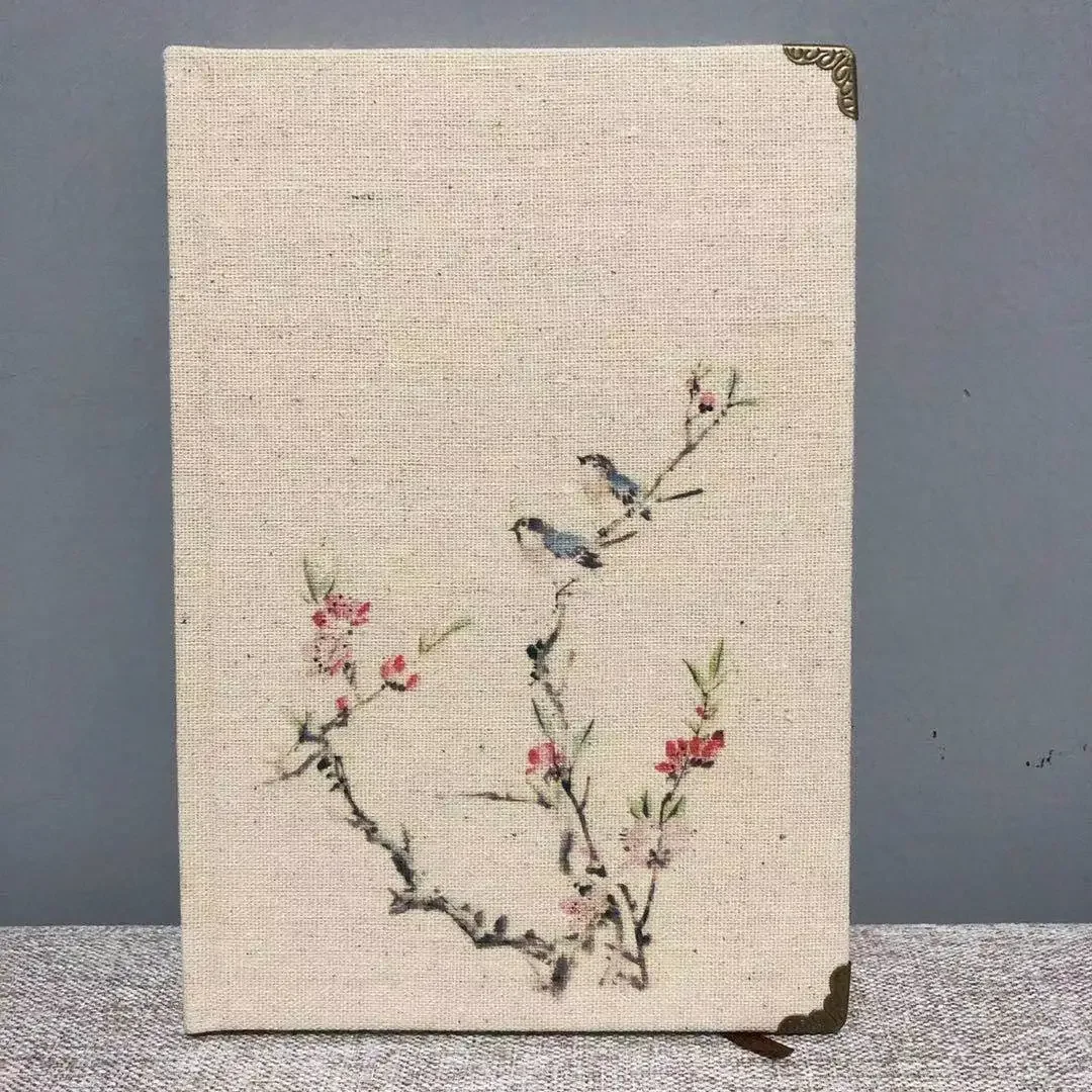 A5 Creative Product Literary Retro Diary Linen Notebook Horizontal Line Notepad Chinese Flowers Creative Gifts