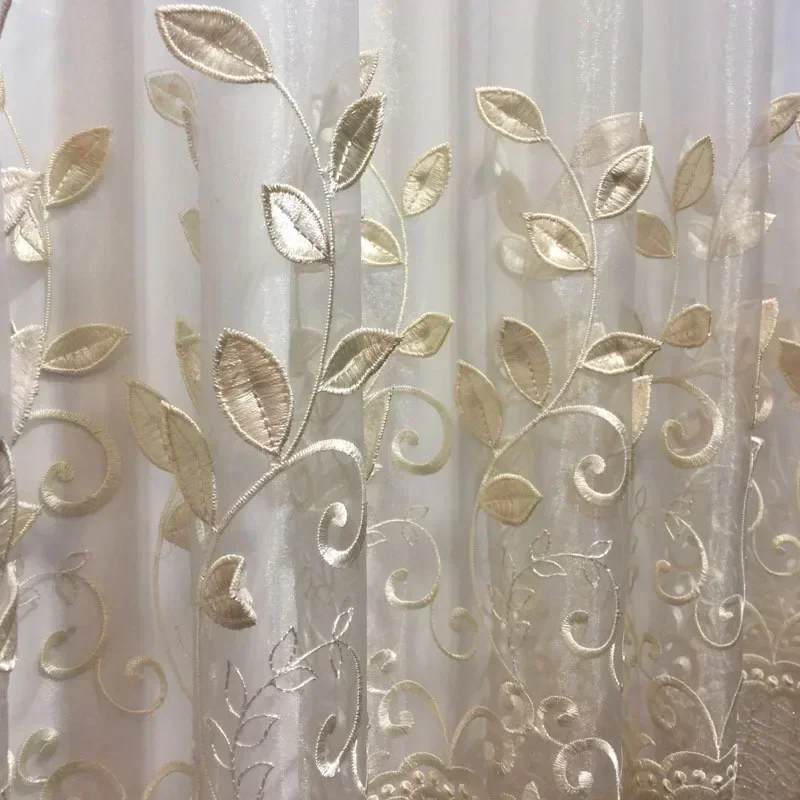 European Window Sheer Yarn Door Transparent Embroidery High Grade Curtains Tulles for Living Dining Room Bedroom Customize