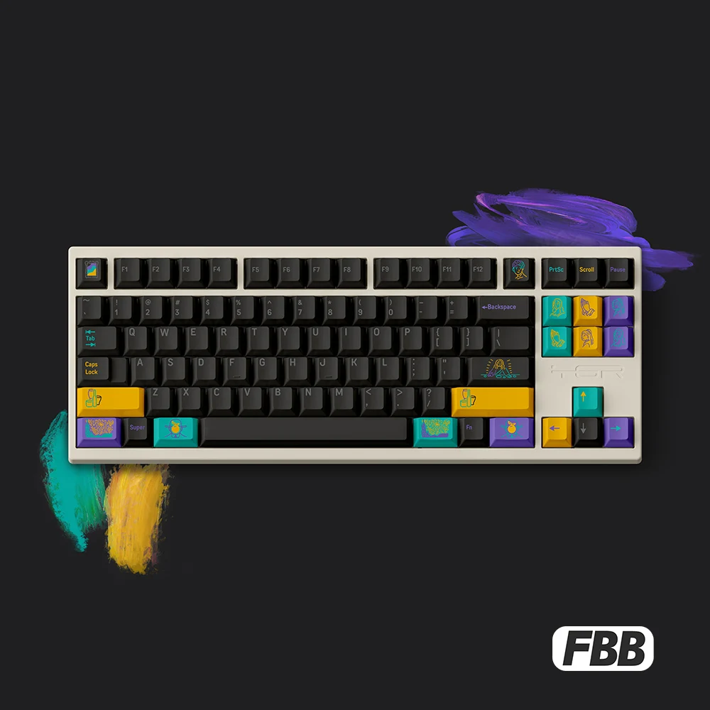 

Колпачки для клавиш FBB Artist PBT Sublimation 1,5 мм, индивидуальные механические колпачки для клавиш, черные аксессуары для ноутбуков и ПК