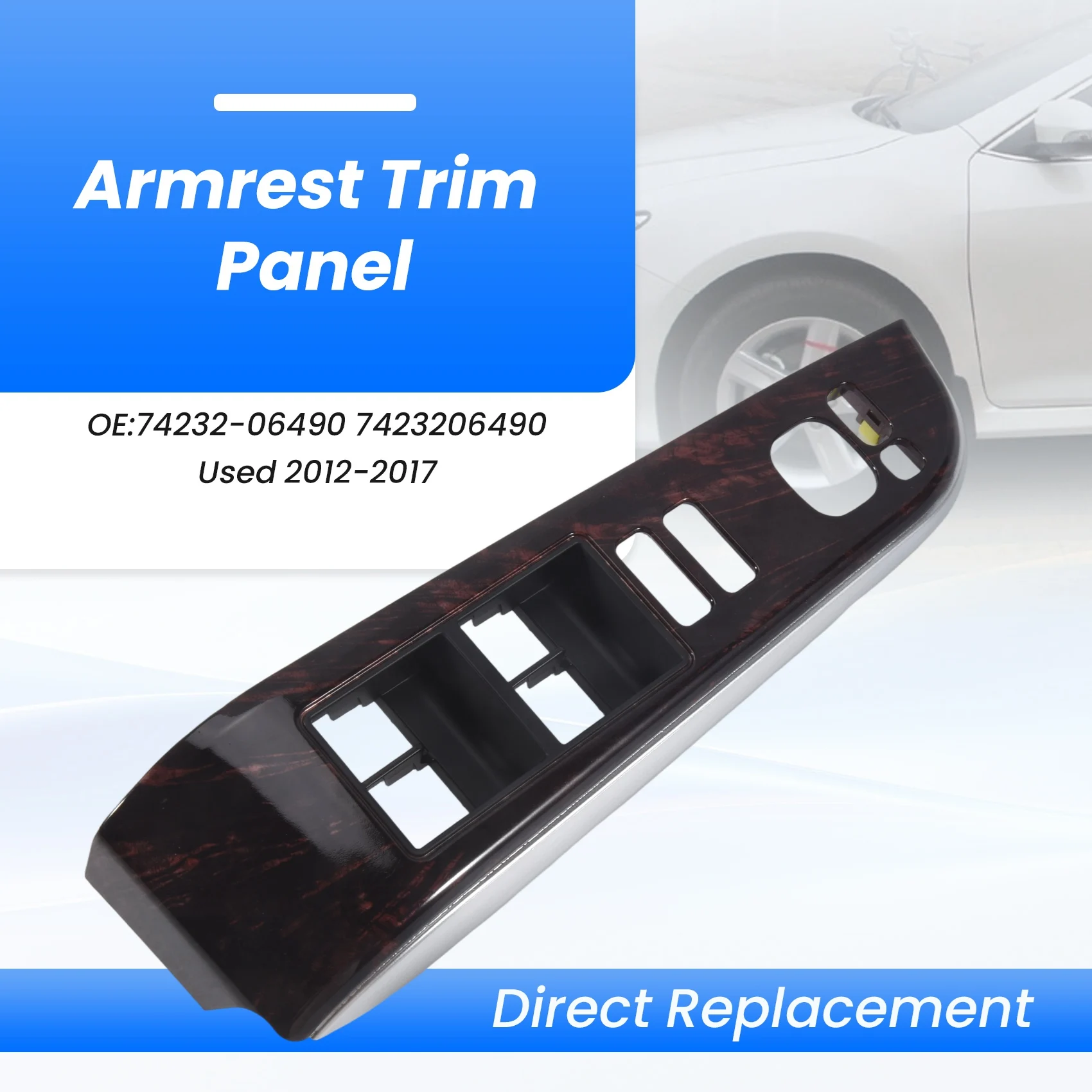 A73Q-Car Left Front Window Lift Switch Trim Panel 74232-06490 7423206490 For Toyota Camry 2012-2017 Armrest Trim Panel