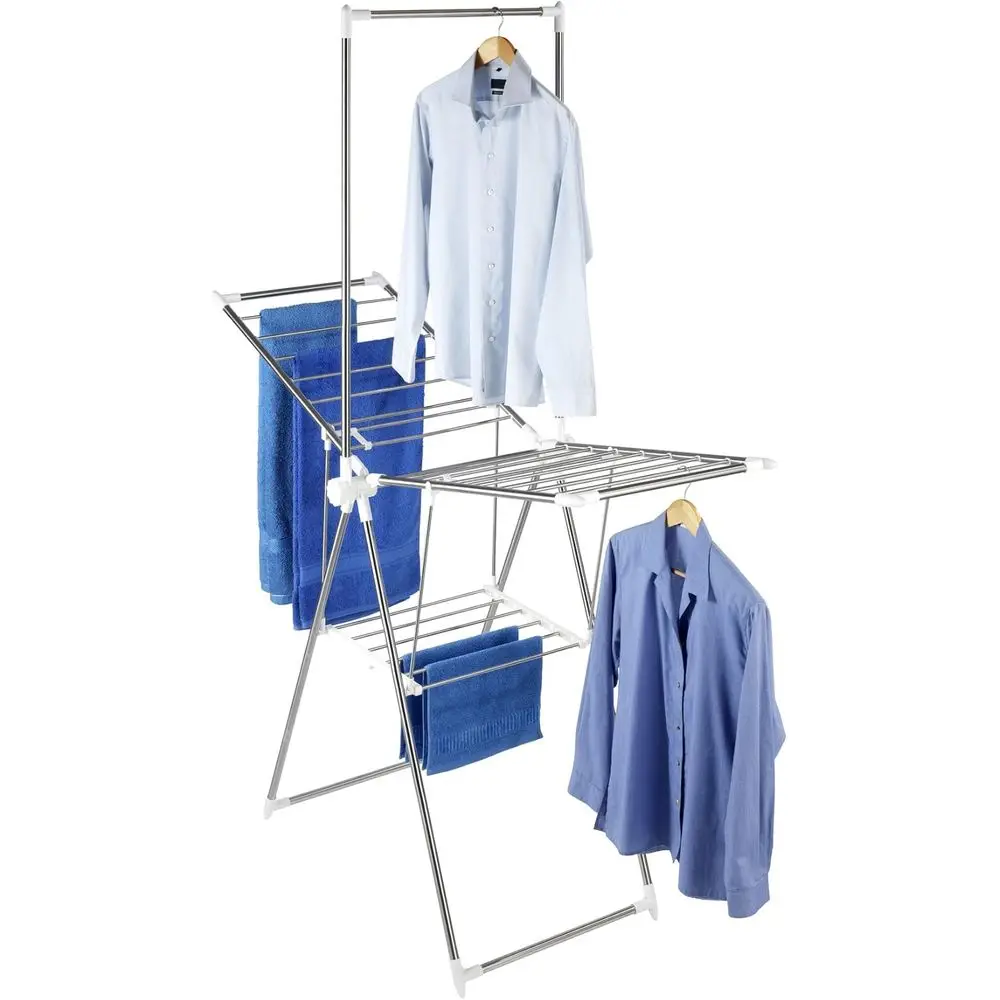 

Компактная складная сушилка для белья из нержавеющей стали для использования в помещении/на улице, матовое серебристое покрытие