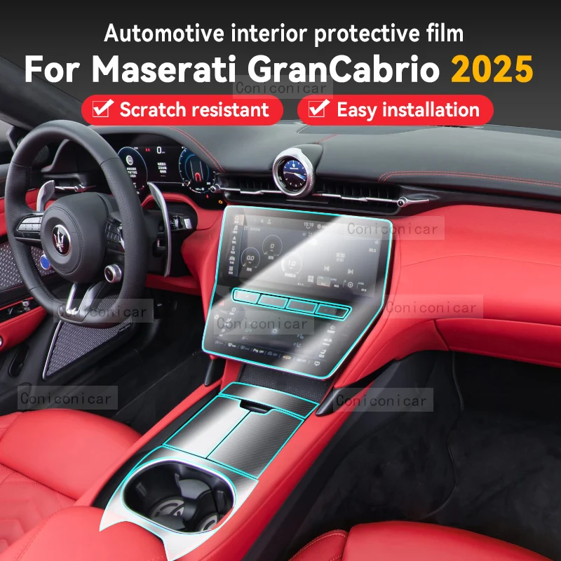 For Maserati GranCabrio 2025 Car Panel Film Dashboard Protective Sticker Interior Anti-Scratch Film Accessories