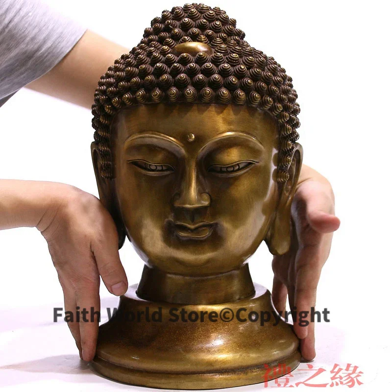 Wholesale Buddha figure # 2025 large -HOME family TOP efficacious Protection Talisman # Retro Buddhism FENG SHUI brass Buddha