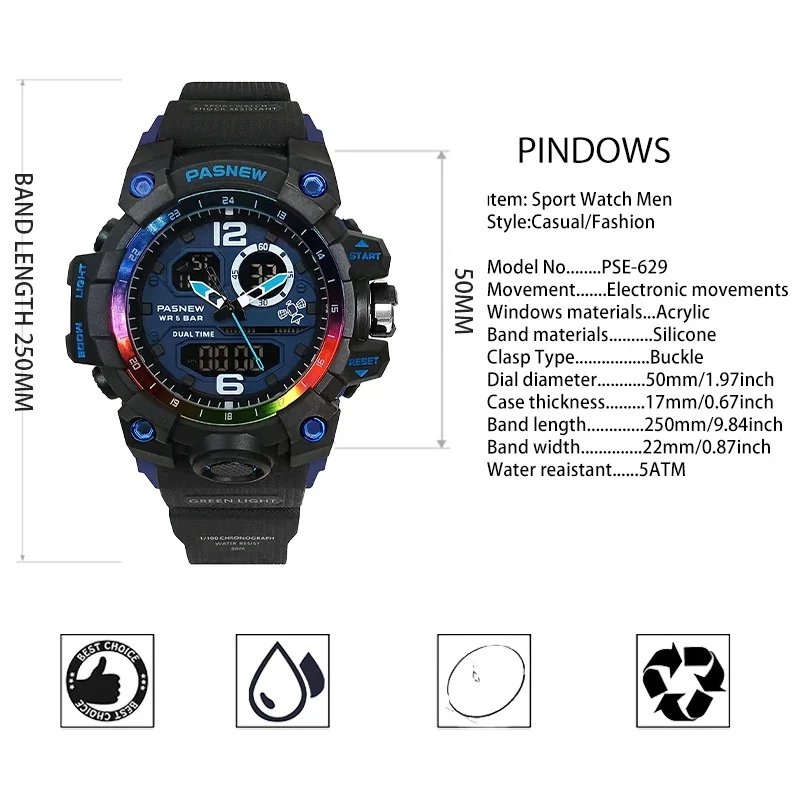 Waterproof Digital Wristwatches Men Casual Original Multifunction Electronic Hand Clock Boy Fashion Large Sport Watches Male