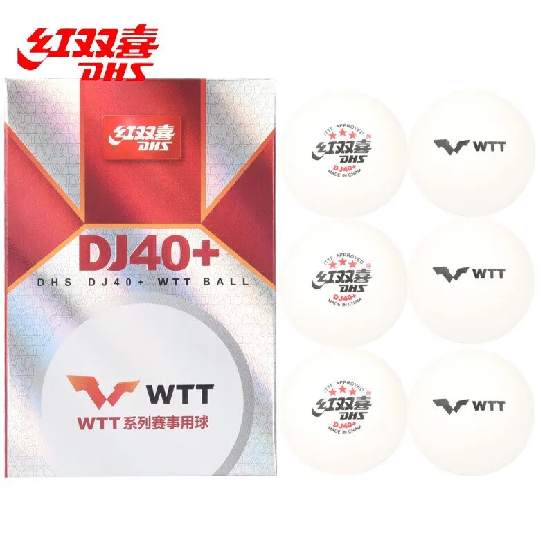 DHS 6pcs ABS New Material DJ40+ 3-Star Ping Pong Balls, Professional ITTF Approved 40+ Table Tennis Balls for WTT Competition