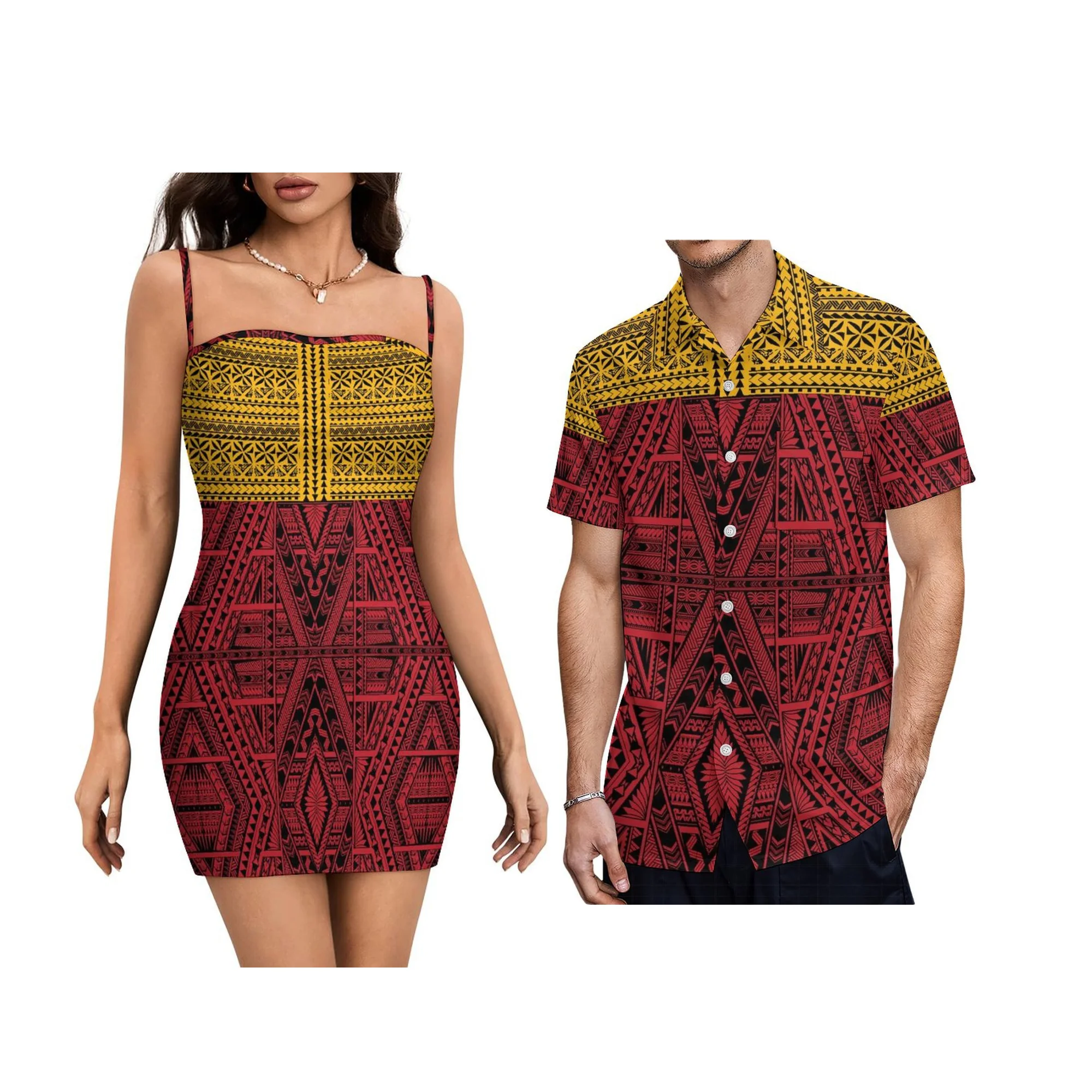 High Quality Customized Women Sling Strap Dress Polynesia Tribal Print Design Summer Sleeveless Sexy Prom Camisole Dress