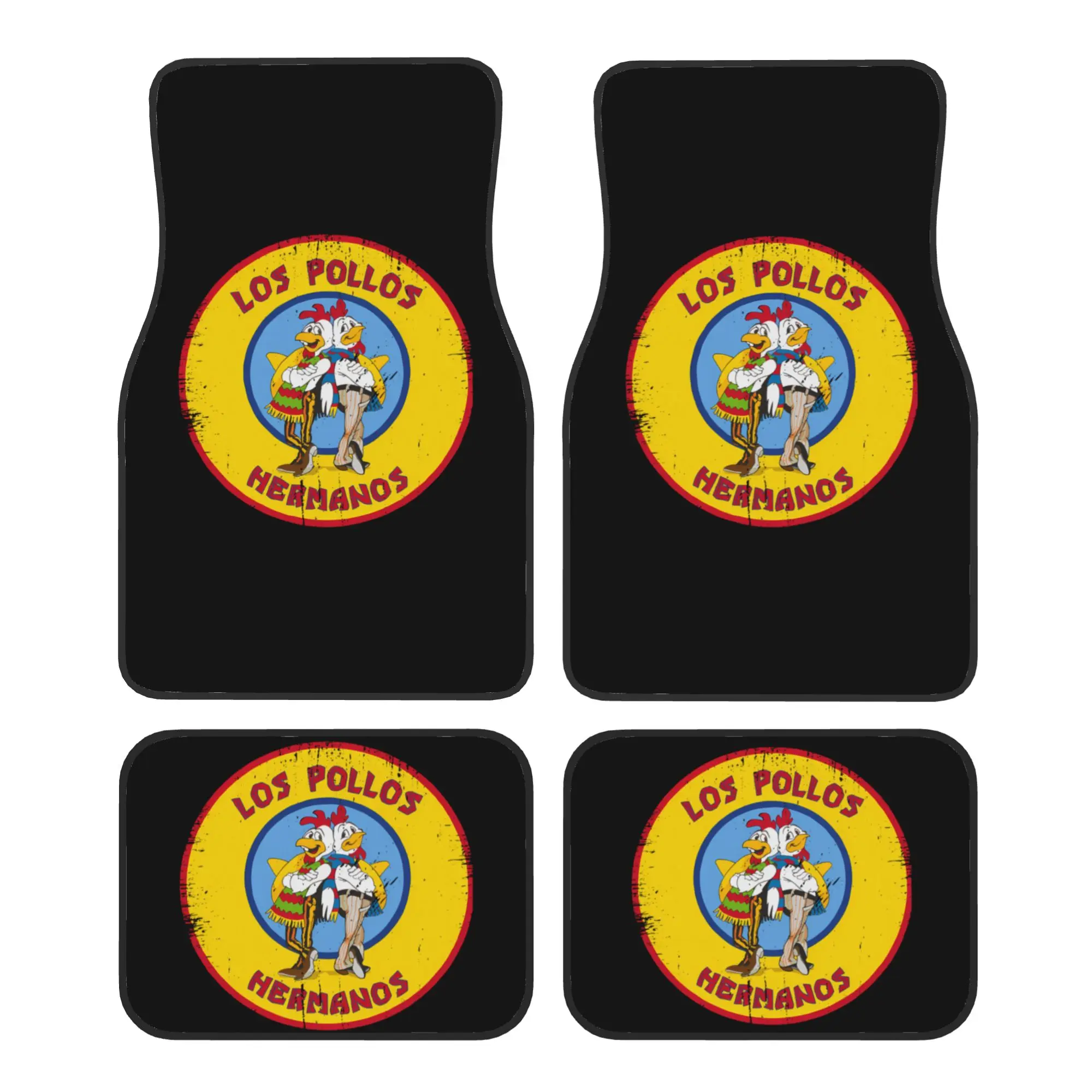 

Breaking Chicken Brothers Bad Car Floor Mats of 4 Pieces Crystal Velvet Los Pollos Hermanos Car Front Rear Carpets Foot Mats