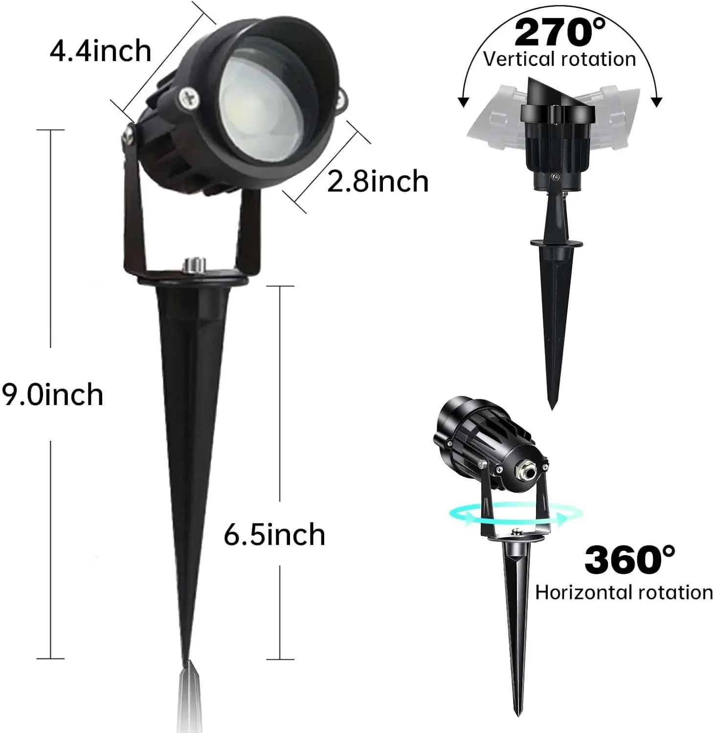 12V Low Voltage LED Landscape Lighting 10W Waterproof Outdoor Spotlight Uplight with Quick Connectors Yard Garden Decor Lights