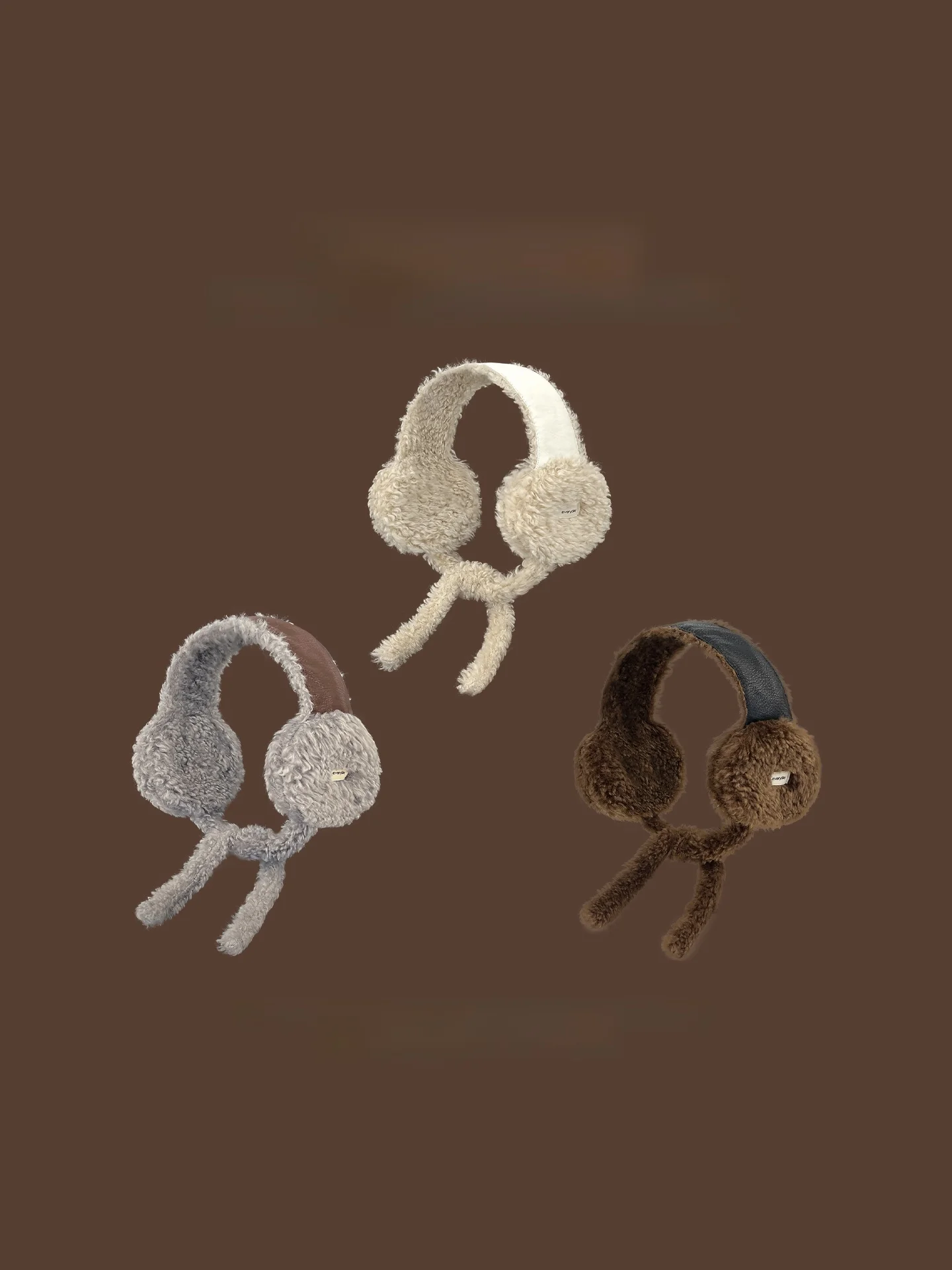 korean-style-faux-leather-fluffy-ear-muffs-women's-winter-vintage-warm-outdoor-cycling-ear-protection-against-freezing-fashio