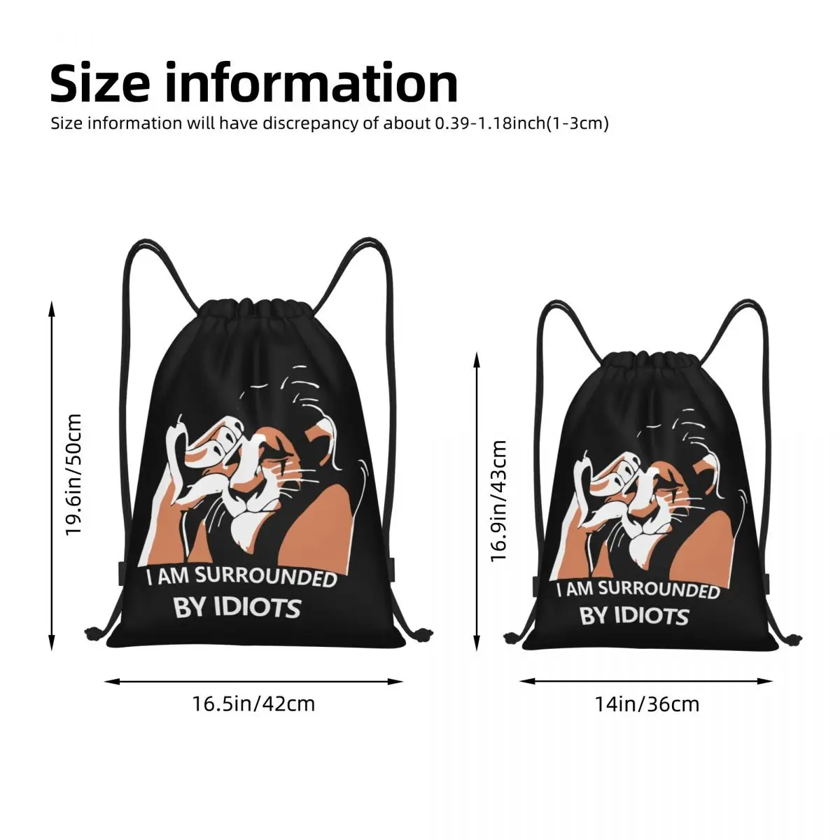 I'm Surrounded By Idiots Scar Drawstring Backpack Sports Gym Bag Water Resistant Lion King String Sackpack for Running