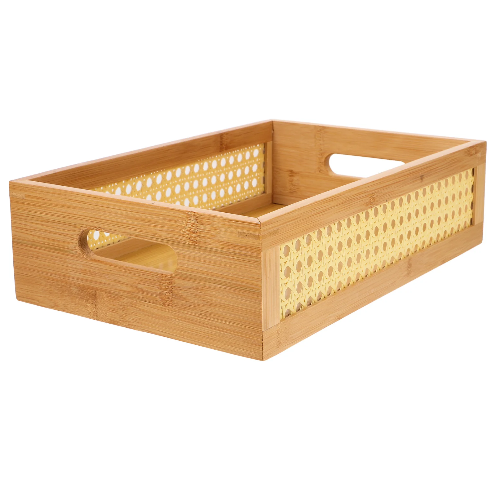 

Bamboo Woven Storage Basket Desktop Organizer for Cosmetics Books Bedroom Decorative Storage Basket Small Woven Baskets